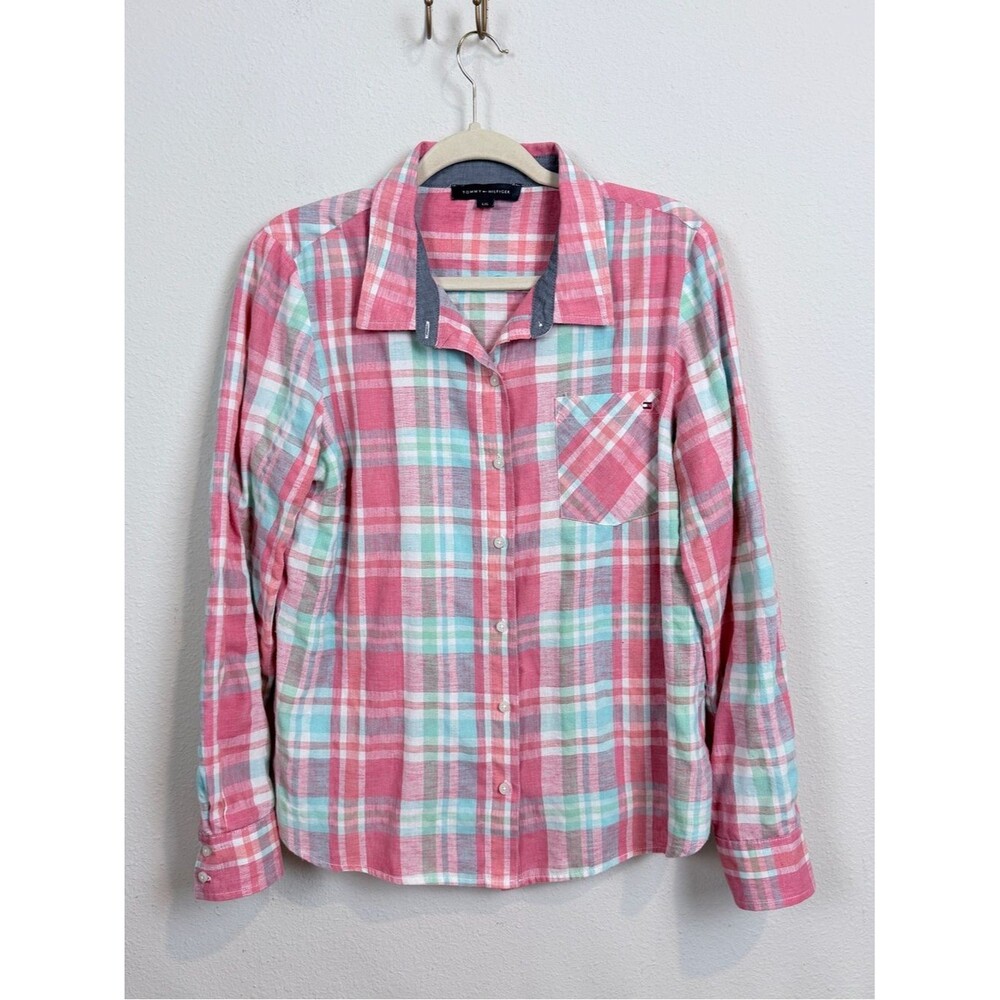 Tommy Hilfiger Pink Plaid Button-Down Shirt L